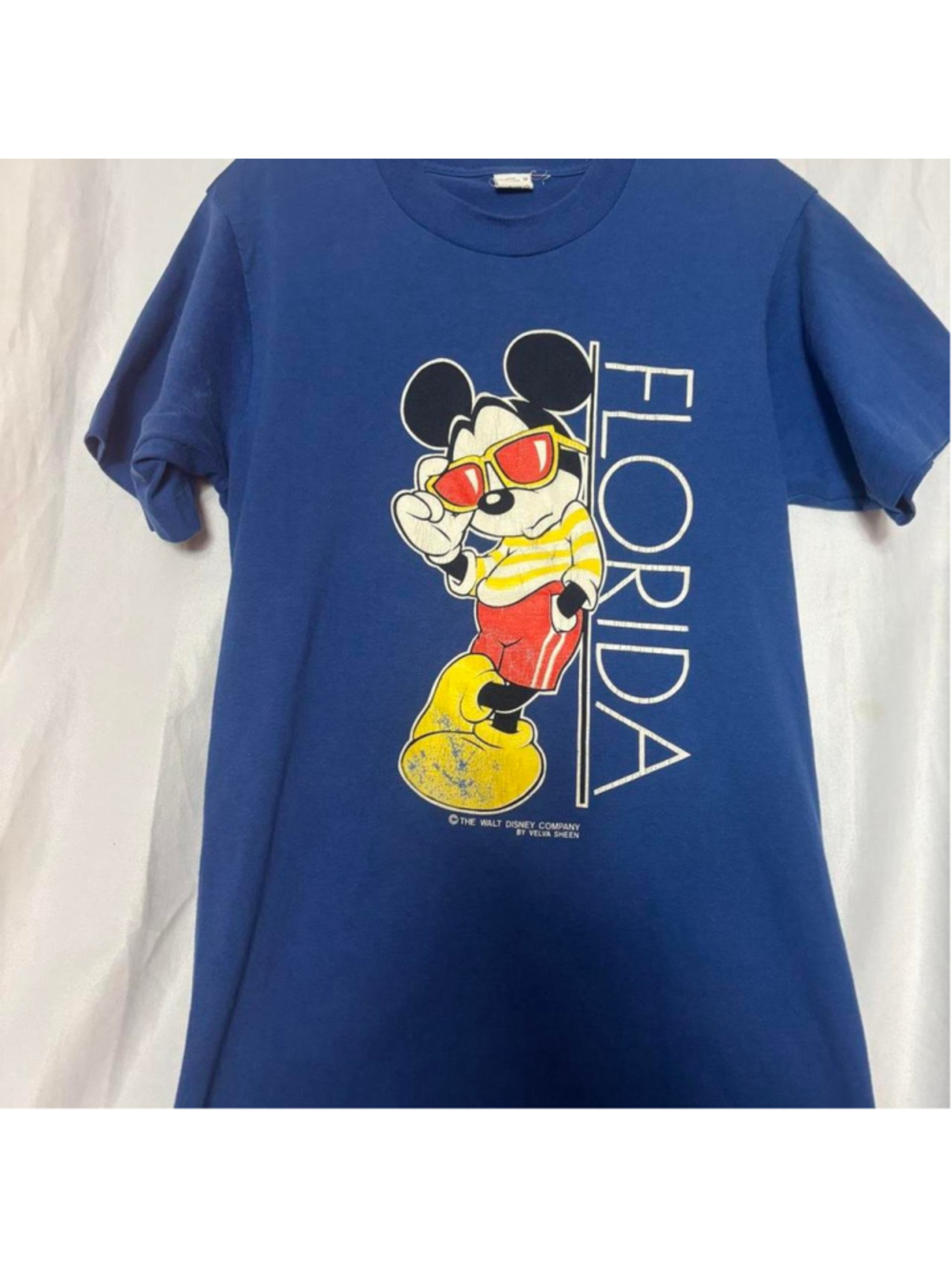 Vintage Mickey Mouse Florida Velva Sheen Tag Medium